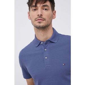 Polo tričko Tommy Hilfiger pánske, fialová farba, jednofarebné vyobraziť