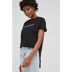 Bavlnené tričko Answear Lab čierna farba vyobraziť