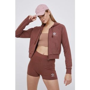 Mikina adidas Originals HF6768 dámska, hnedá farba, jednofarebná vyobraziť