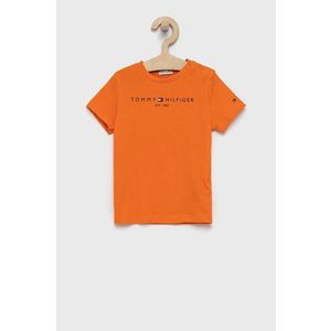 Detské bavlnené tričko Tommy Hilfiger oranžová farba, jednofarebné vyobraziť