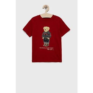 Detské bavlnené tričko Polo Ralph Lauren červená farba, s potlačou vyobraziť