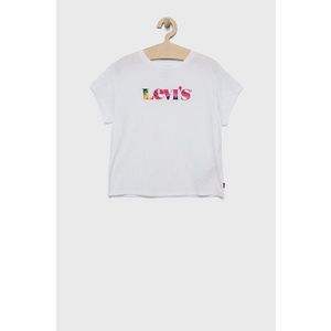 Detské bavlnené tričko Levi's biela farba vyobraziť
