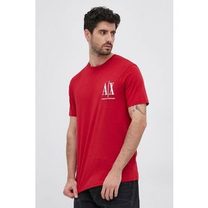 Bavlnené tričko Armani Exchange červená farba, s nášivkou vyobraziť