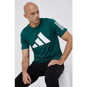 Tričko adidas Performance pánske, zelená farba, s potlačou vyobraziť