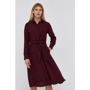 Šaty Lauren Ralph Lauren bordová farba, midi, áčkový strih vyobraziť