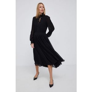 Šaty Polo Ralph Lauren čierna farba, midi, áčkový strih vyobraziť
