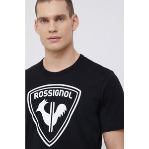 Bavlnené tričko Rossignol čierna farba, s potlačou vyobraziť