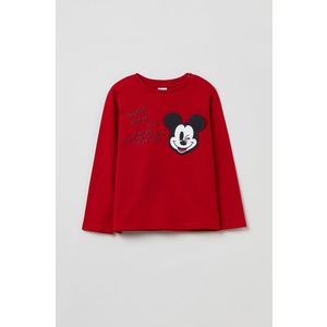 Detská bavlnená košeľa s dlhým rukávom OVS červená farba, s potlačou vyobraziť