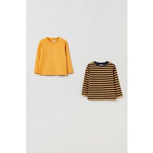 Detská bavlnená košeľa s dlhým rukávom OVS oranžová farba, jednofarebná vyobraziť