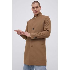Kabát Premium by Jack&Jones pánsky, hnedá farba, prechodný vyobraziť