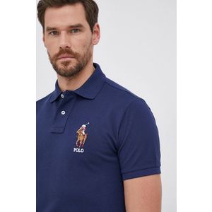 Bavlnené polo tričko Polo Ralph Lauren tmavomodrá farba, s nášivkou vyobraziť