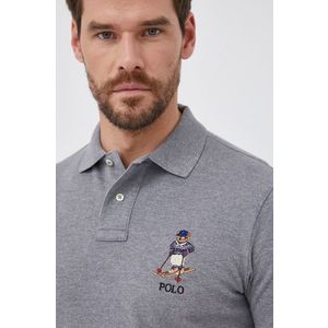 Bavlnené polo tričko Polo Ralph Lauren šedá farba, s nášivkou vyobraziť