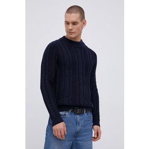 Bavlnený sveter Premium by Jack&Jones pánsky, tmavomodrá farba vyobraziť