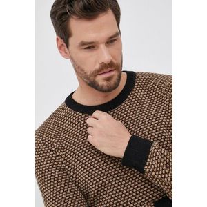 Vlnený sveter Selected Homme pánsky, béžová farba vyobraziť