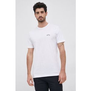 Bavlnené tričko Boss biela farba, s potlačou vyobraziť