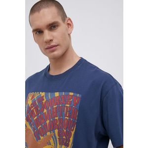 Bavlnené tričko Wrangler tmavomodrá farba, s potlačou vyobraziť