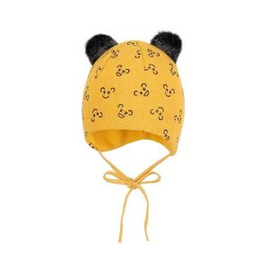 Detská čiapka Broel Codi žltá farba biela vyobraziť