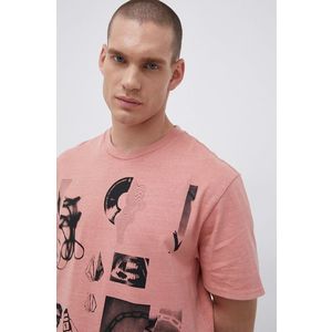 Bavlnené tričko Volcom ružová farba, s potlačou vyobraziť