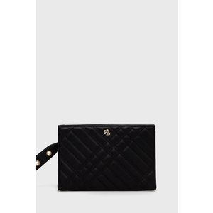Kožená listová kabelka Lauren Ralph Lauren čierna farba vyobraziť