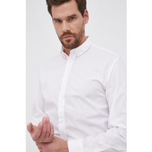 Bavlnená košeľa Selected pánska, biela farba, regular, s golierom button-down vyobraziť