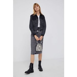 Rifľová bunda Pepe Jeans dámska, čierna farba, prechodná vyobraziť