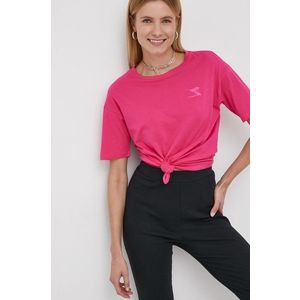 Bavlnené tričko Diadora ružová farba vyobraziť