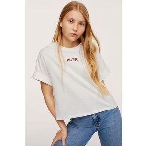 Detské bavlnené tričko Mango Kids biela farba vyobraziť