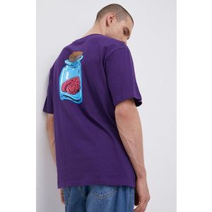 Bavlnené tričko Volcom fialová farba, s potlačou vyobraziť