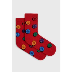 Ponožky John Frank dámske, červená farba vyobraziť