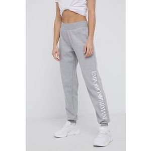 Nohavice Emporio Armani Underwear dámske, šedá farba, s potlačou vyobraziť
