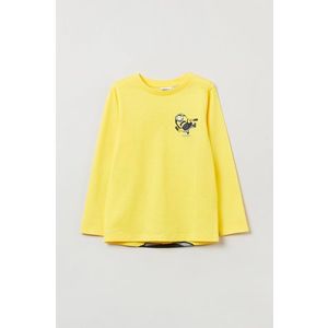 Detská bavlnená košeľa s dlhým rukávom OVS žltá farba, s potlačou vyobraziť