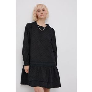 Bavlnené šaty Superdry čierna farba, mini, áčkový strih vyobraziť