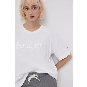 Bavlnené tričko Superdry biela farba vyobraziť