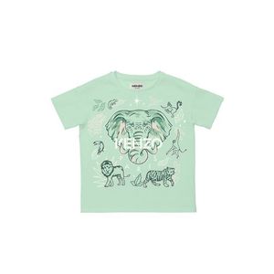 Detské bavlnené tričko Kenzo Kids zelená farba vyobraziť