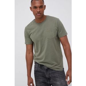Tričko Tom Tailor pánske, zelená farba, jednofarebné vyobraziť
