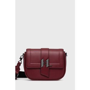 Kožená kabelka Karl Lagerfeld červená farba vyobraziť