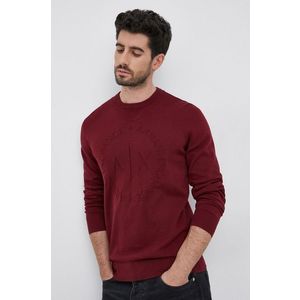 Bavlnený sveter Armani Exchange pánsky, bordová farba vyobraziť