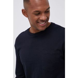 Bavlnené tričko s dlhým rukávom Premium by Jack&Jones tmavomodrá farba, jednofarebné vyobraziť