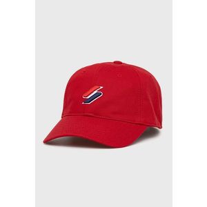 Bavlnená čiapka Superdry červená farba, jednofarebná vyobraziť