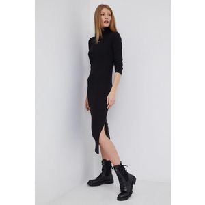 Šaty Calvin Klein Jeans čierna farba, midi, priliehavé vyobraziť