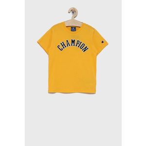 Detské bavlnené tričko Champion 305776 žltá farba, jednofarebné vyobraziť