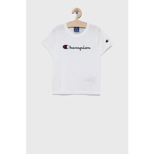 Detské bavlnené tričko Champion 404231 biela farba vyobraziť