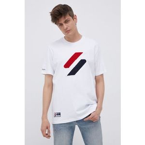 Bavlnené tričko Superdry biela farba, s nášivkou vyobraziť