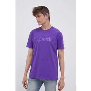 Bavlnené tričko Superdry fialová farba, jednofarebné vyobraziť