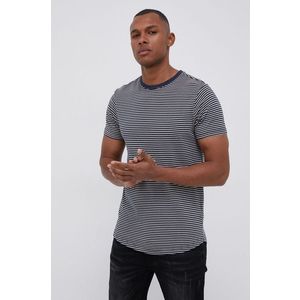 Bavlnené tričko Solid tmavomodrá farba, vzorované vyobraziť