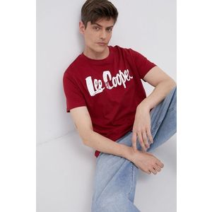 Bavlnené tričko Lee Cooper červená farba, s potlačou vyobraziť