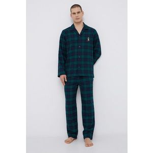 Bavlnené pyžamo Polo Ralph Lauren zelená farba, s nášivkou vyobraziť