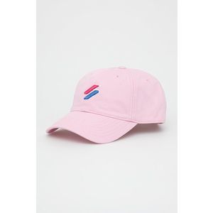 Bavlnená čiapka Superdry ružová farba, s nášivkou vyobraziť
