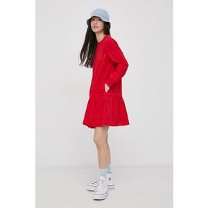 Bavlnené šaty Superdry červená farba, mini, oversize vyobraziť