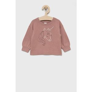 Detský bavlnený sveter GAP ružová farba vyobraziť